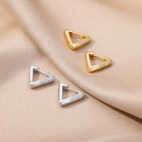 Zircon Triangle Earrings Stainless Steel Piercing Hoop Earring