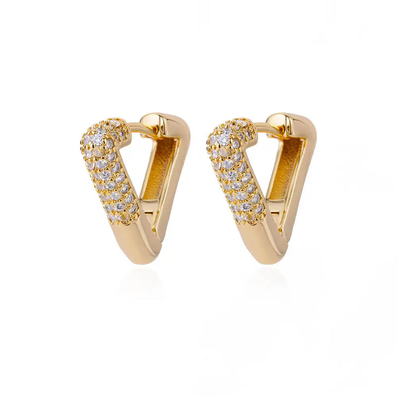 Zircon Triangle Earrings Stainless Steel Piercing Hoop Earring