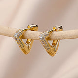 Zircon Triangle Earrings Stainless Steel Piercing Hoop Earring