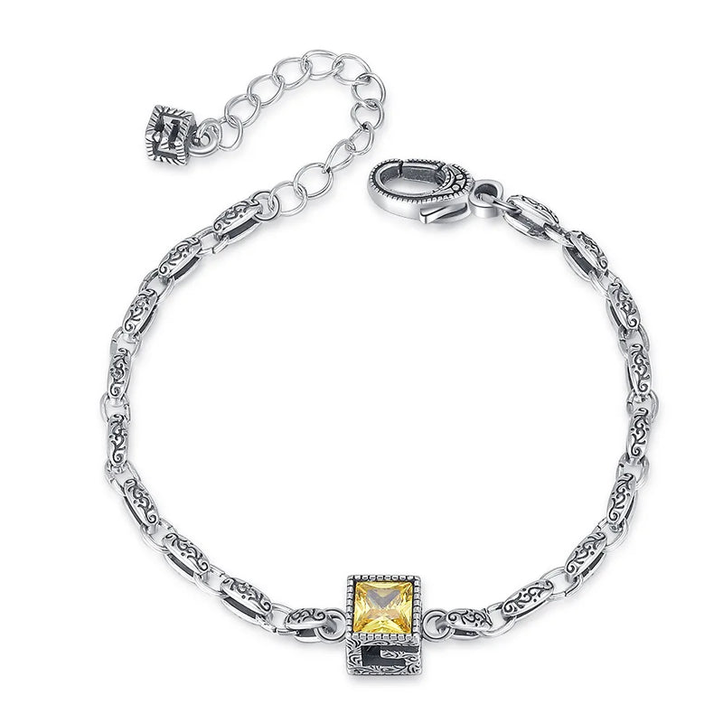 Vintage Thai Silver Zircon Crystal Bracelet