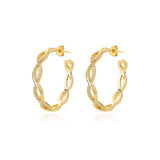 Zircon Wave Hoop Earrings Stainless Steel Wedding Jewelry