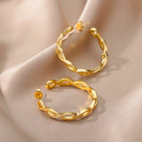 Zircon Wave Hoop Earrings Stainless Steel Wedding Jewelry