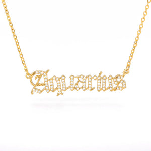 Zircon Zodiac Necklace Constellation Crystal Letter Jewelry Chain Choker