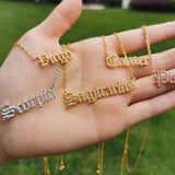 Zircon Zodiac Necklace Constellation Crystal Letter Jewelry Chain Choker