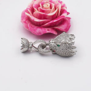 Zircon Leopard Head Buckle Tassel Pendant Bracelet Clasp DIY