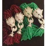 Zircon Leopard Head Buckle Tassel Pendant Bracelet Clasp DIY