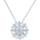 Zirconia Crystal Snowflake Pendant Necklace for Women Silver Choker