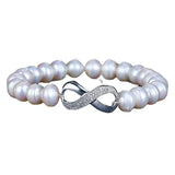 Zircons Silver 8 Shape CZ Shell Pearl Bracelets