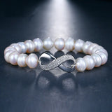 Zircons Silver 8 Shape CZ Shell Pearl Bracelets