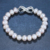 Zircons Silver 8 Shape CZ Shell Pearl Bracelets
