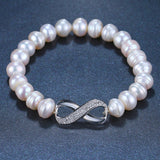 Zircons Silver 8 Shape CZ Shell Pearl Bracelets