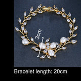 Zircons Women Large Flower Charm Pearl CZ Wedding Bracelet
