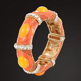 Adjustable Orange Enamel Snake Bracelet for Women