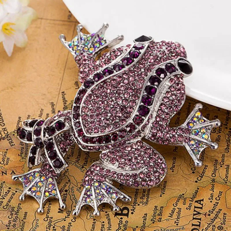 Vintage Frog Brooch Men Jewelry Rhinestone Women Wedding Pin