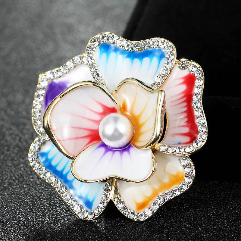 Zlxgirl Enamel Flower Brooches For Kids Women Party Hats Accessories