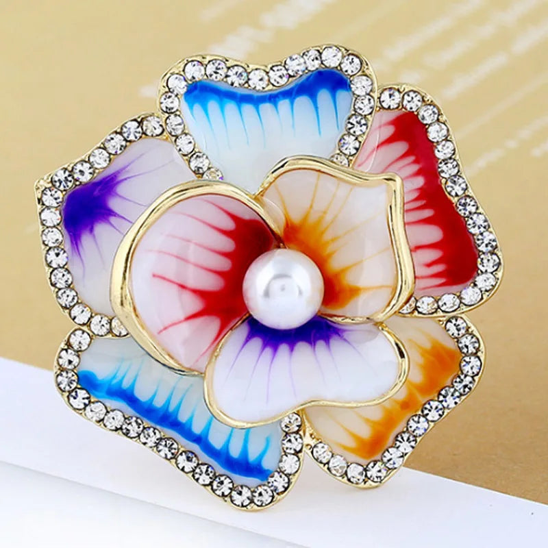 Zlxgirl Enamel Flower Brooches For Kids Women Party Hats Accessories