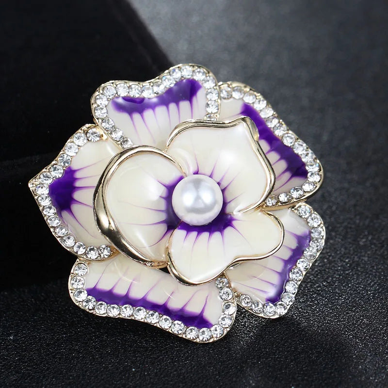 Zlxgirl Enamel Flower Brooches For Kids Women Party Hats Accessories