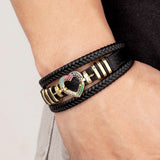Zlxgirl CZ Zirconia Leather Bracelet Love Rope Stainless Steel Buckle