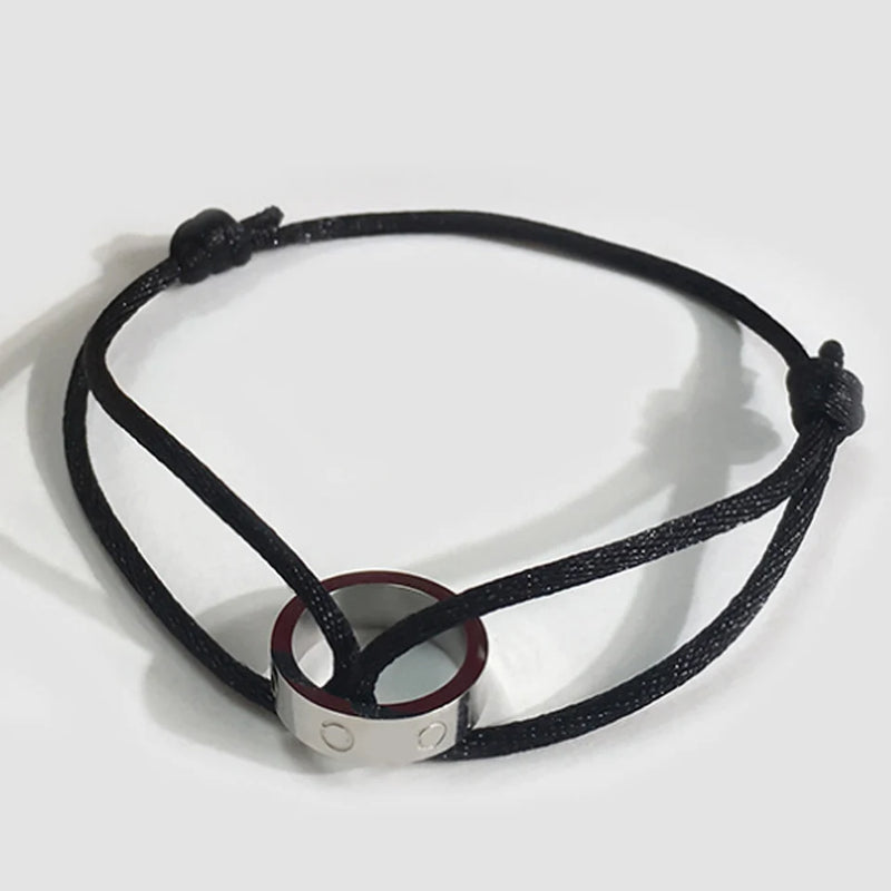 Zlxgirl Stainless Steel Bracelet Ribbon Lace Up Chain Bracelet