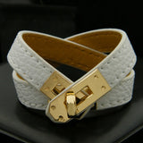 Zlxgirl High mixec Letter PU Leather Punk Stainless Steel Bracelets Bangle