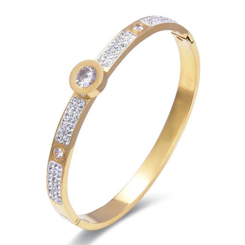 CZ Zirconia Women's Bangle Wedding Bridal Jewelry Stainless Steel