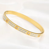 Zlxgirl CZ Zirconia Bangle - Stainless Steel - Women Size