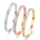 Zlxgirl CZ Zirconia Bangle - Stainless Steel - Women Size