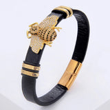 Mixed CZ Zironia Bracelet Woman Leather Rope Stainless Steel Hand Bracelet