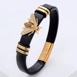 Mixed CZ Zironia Bracelet Woman Leather Rope Stainless Steel Hand Bracelet