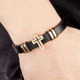 Mixed CZ Zironia Bracelet Woman Leather Rope Stainless Steel Hand Bracelet