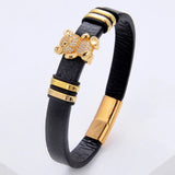 Mixed CZ Zironia Bracelet Woman Leather Rope Stainless Steel Hand Bracelet