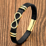 Mixed CZ Zironia Bracelet Woman Leather Rope Stainless Steel Hand Bracelet