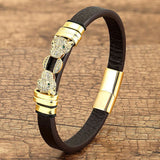 Leopard Animal Bracelet Leather Bangle Dubai Beads Bracelet