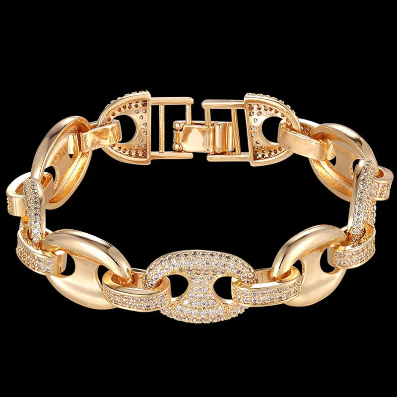 Zlxgirl Bridal Jewelry Charm Oval Bracelet Romantic Pave Setting Unisex