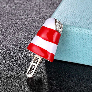 Red Texture Enamel Ice Shape Crystal Pins Brooches