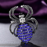 Crystal Opal Spider Brooch Men's Punk Scarf Pin