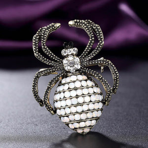 Crystal Opal Spider Brooch Men's Punk Scarf Pin
