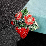 Red Strawberry Enamel Brooches Classic Fruits Weddings