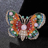 Enamel Butterfly Brooch, Crystal Opal Pin