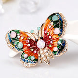 Enamel Butterfly Brooch, Crystal Opal Pin
