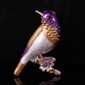Zlxgirl Purple Enamel Birds Brooch Women Men Kids Nice Hats Jewellery Broach