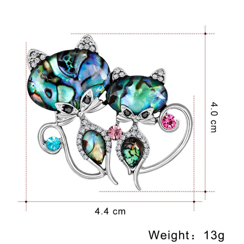 Zlxgirl Metal Shell Cat Brooches for Women Vintage Animal Accessory
