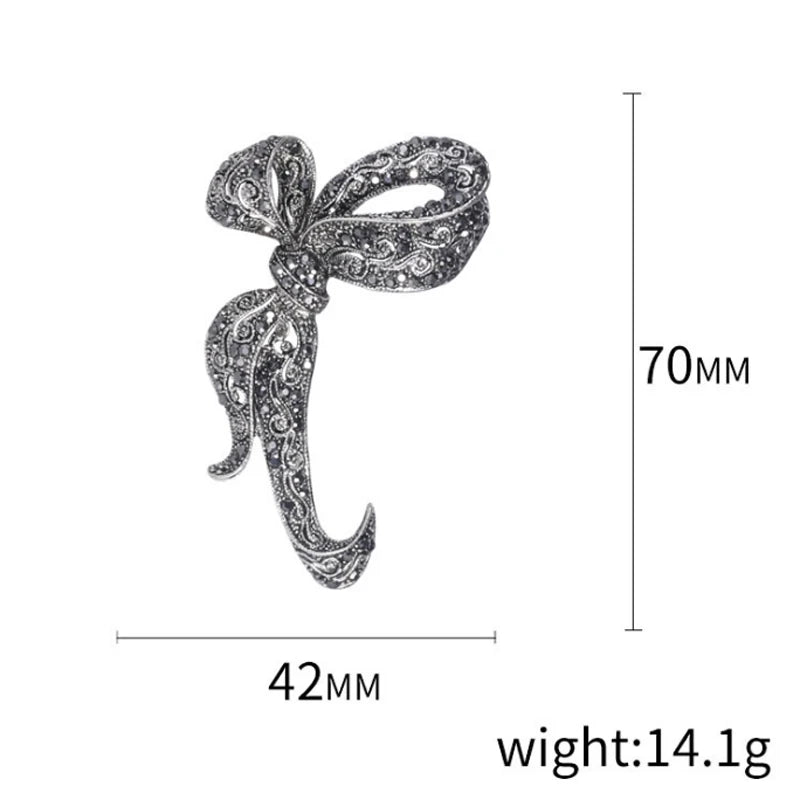 Rhinestone Bow Shape Brooch Pin for Women and Men