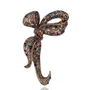 Rhinestone Bow Shape Brooch Pin for Women and Men