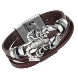Vintage Layered Leather Punk Bangle Charm Scorpion Bracelet