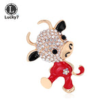 Zodiac Bull Cartoon Brooch Alloy Oil Rhinestone Brooch Animal Metal