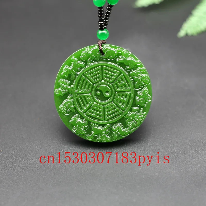 Chinese Hand-Carved Jade Pendant Necklace for Men Women