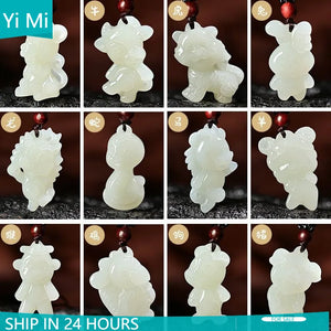 Green Jade Pendant Carved Jadeite Necklace Charm Jewelry