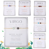 Zodiac Sign Constellation Bracelet Crystal Moonstone Charm Jewelry