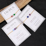 Zodiac Sign Constellation Bracelet Crystal Moonstone Charm Jewelry
